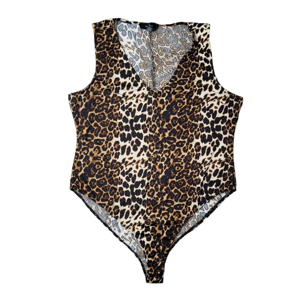 Forever 21 curvy plus leopard cheetah sleeveless leotard body suit size 2x